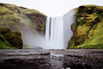 A beautiful waterfall.