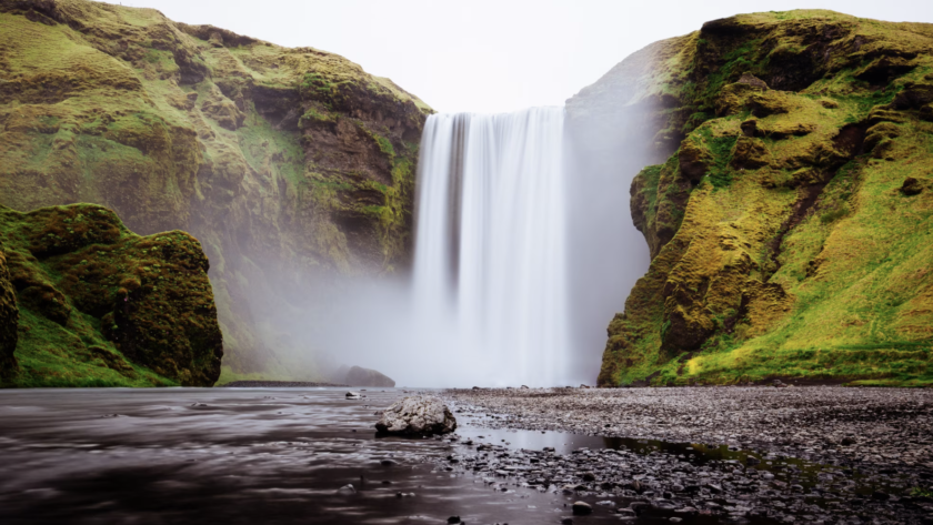 A beautiful waterfall.