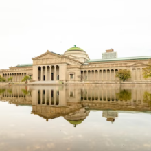 View of the museum and lake