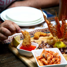 Seafood at the Table at a Restaurant